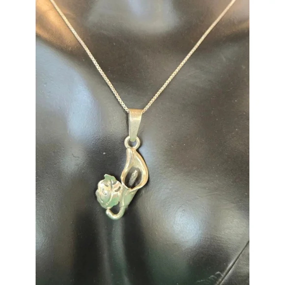 Necklace calla lily vintage taxco pendant 925 sterling - Picture 2 of 8